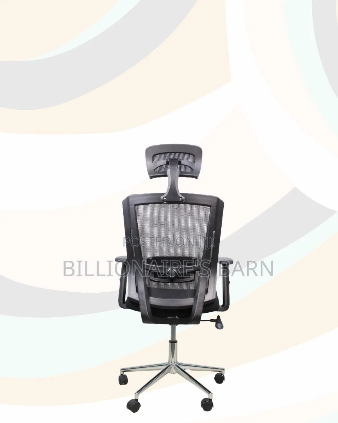 Black Mesh Office Chair Ergonomic Headrest With Chrome Base