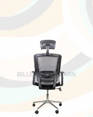 Black Mesh Office Chair Ergonomic Headrest With Chrome Base