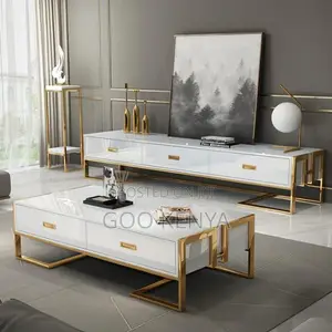 Home Tv Cabinet; Tempered Glass Tv Stand And Coffee Table Set