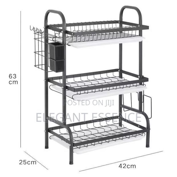 Maxspace 3-Tier Adjustable Multi-Drain Dish Drying Rack - thumbnail 2