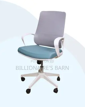 White Ergonomic Mesh Office Chair Mid Back Lumbar Support Modern