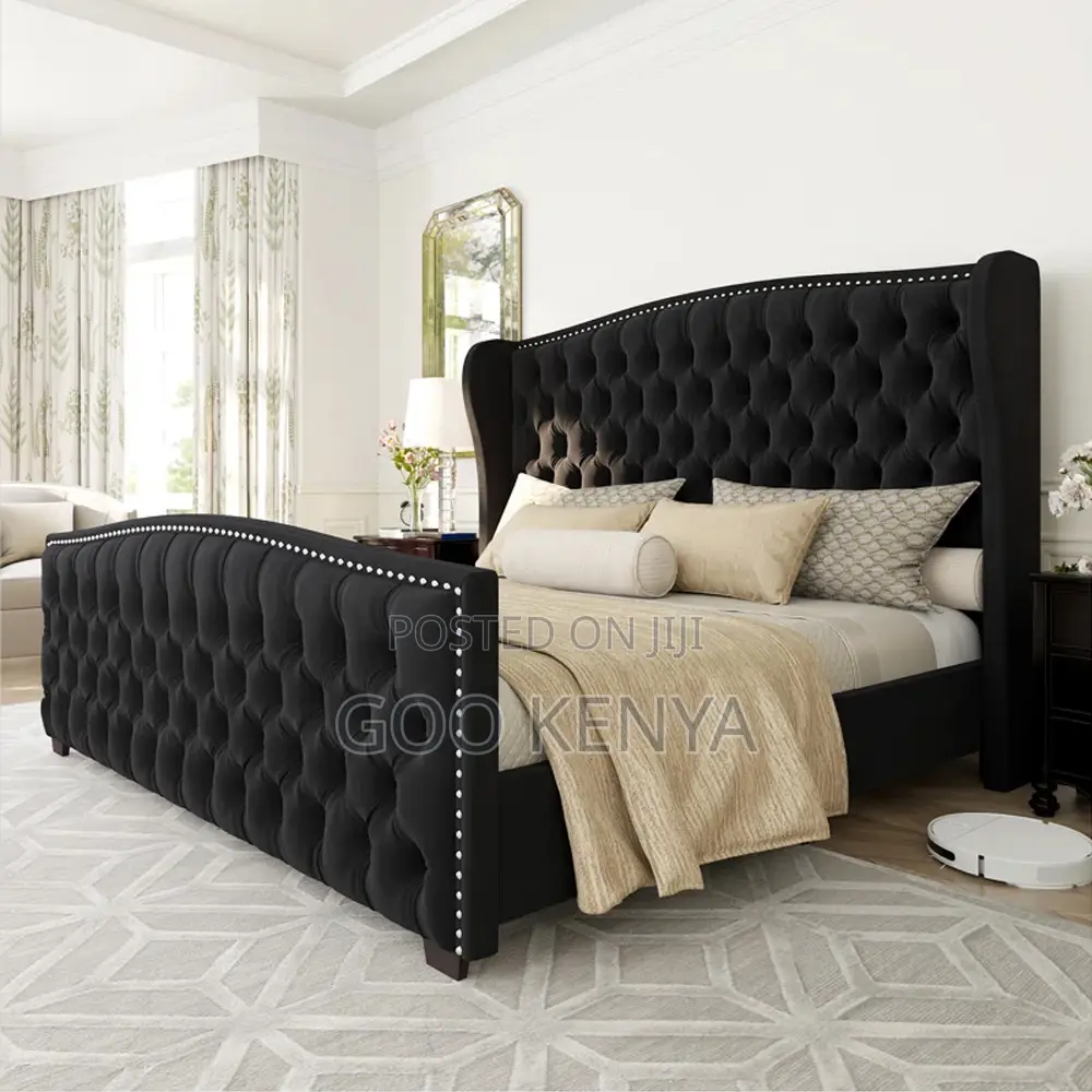 Home Bed; Tufted Velvet California King Bed Frame With Mattress