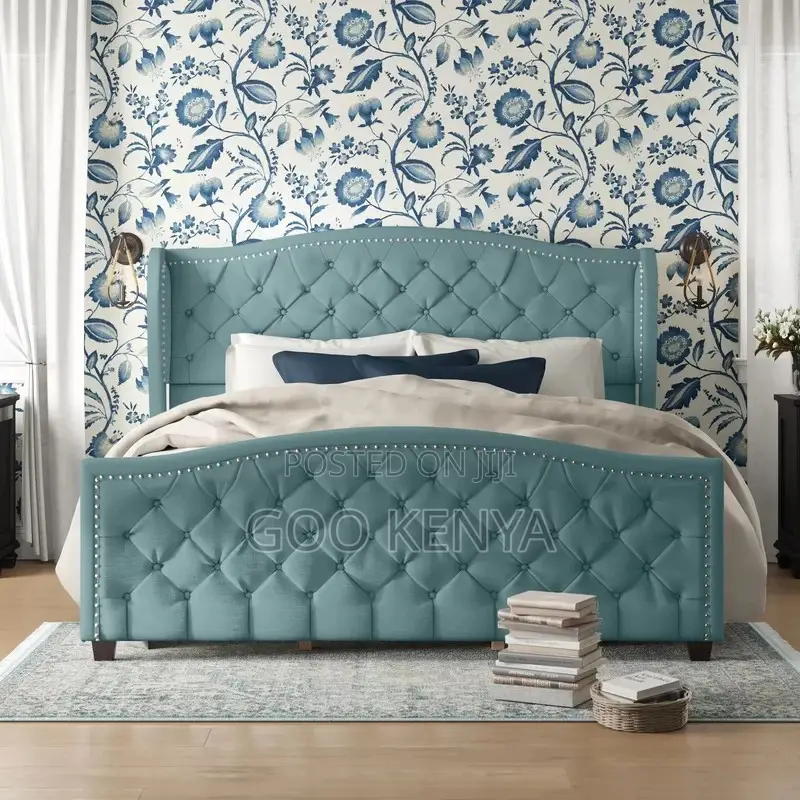 Home Bed; Tufted Velvet California King Bed Frame With Mattress