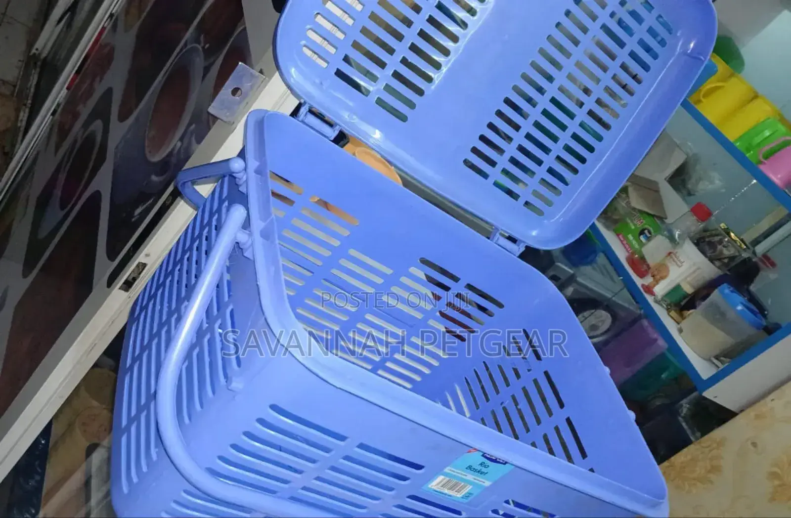 Rio Pet Cat, Kitten Rabbit Transportation Basket Crate - Blue Colour