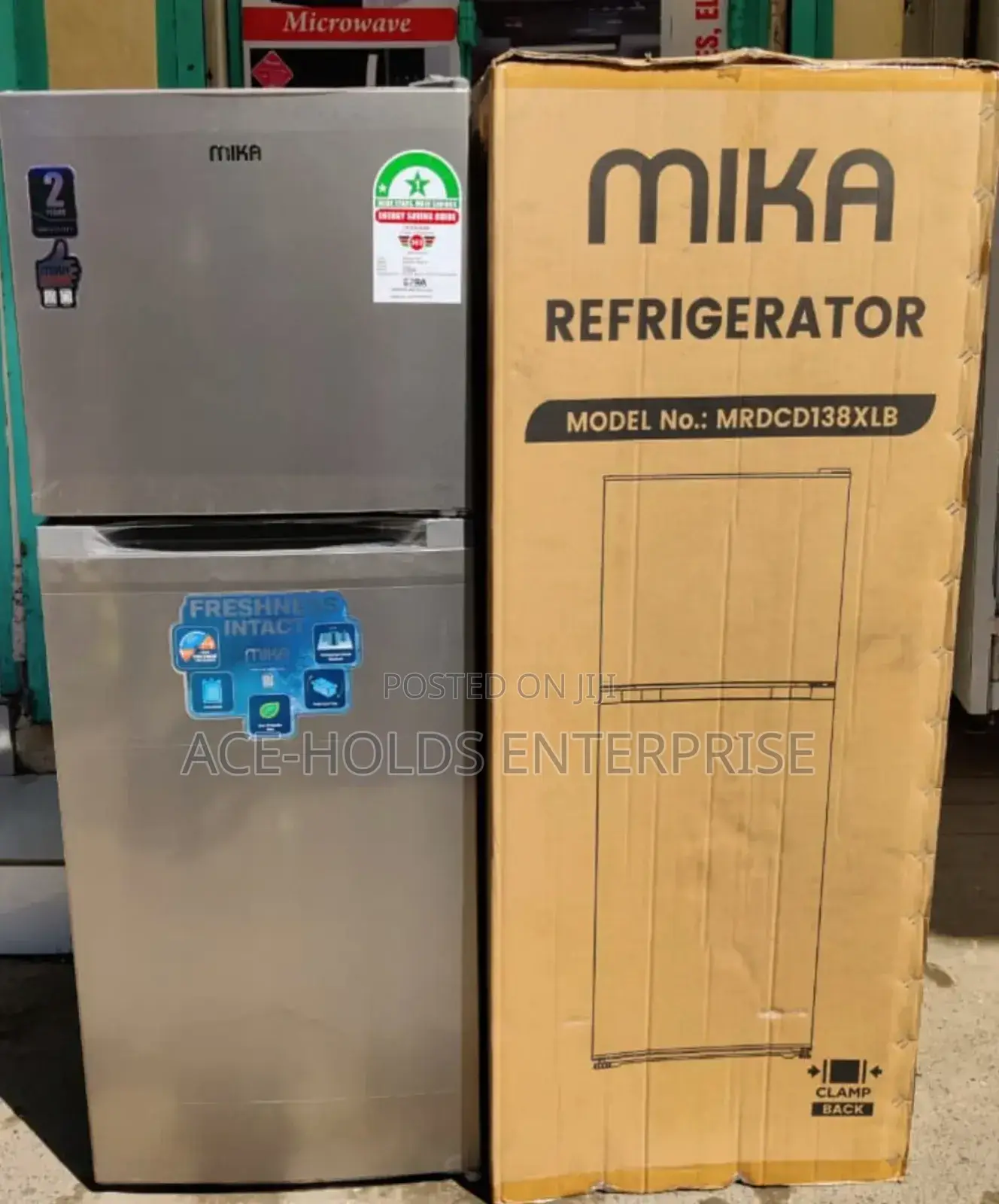 Mika 138 Litres Double Door Fridge - Silver