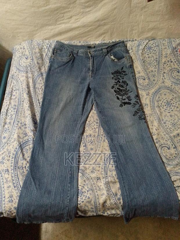 Flared Flower Pattern Jeans - main view