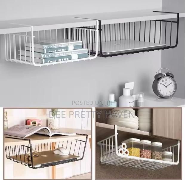 Black Medium Wire Rack Under-Shelf Basket Pack of 2 for Kitchen - thumbnail 3