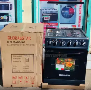 (Black) 60*60 Globalstar - 3+1 Standing Gas Cooker With Electric Oven