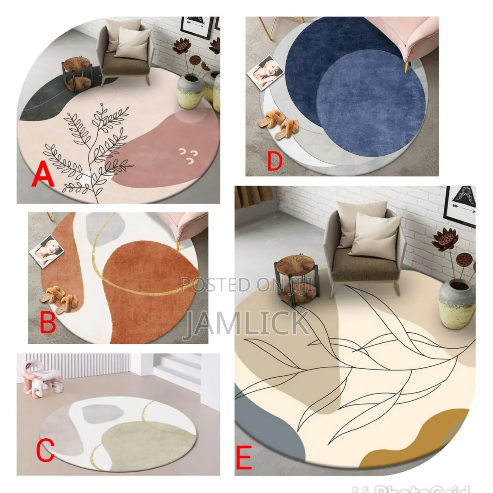 80cm Modern Minimalist Round Rug - Zy