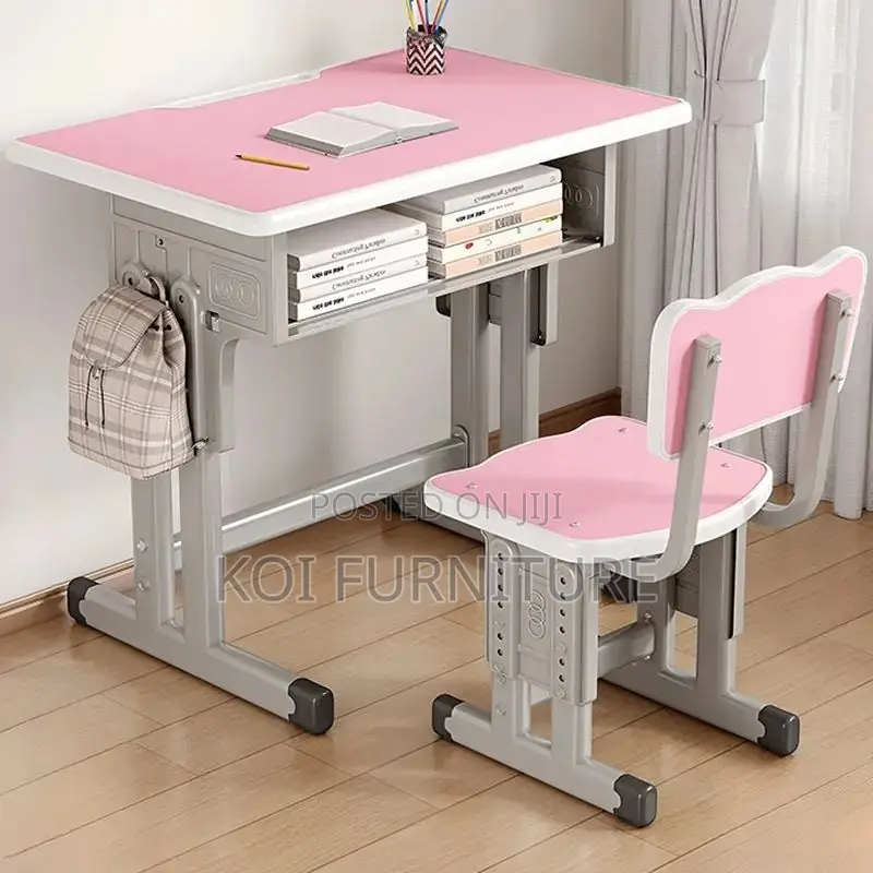 Home Desks; Cute Gray Adjustable Home Schooling Desk Chair Set
