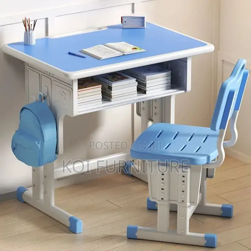 Home Desks; Cute Gray Adjustable Home Schooling Desk Chair Set
