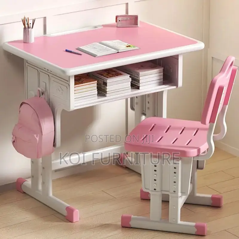 Home Desks; Cute Gray Adjustable Home Schooling Desk Chair Set