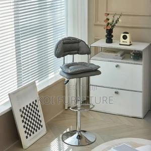 Barstools; Fancy Alloy Swivel Leather Barstool With Backrest - thumbnail 2