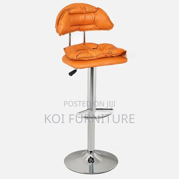 Barstools; Fancy Alloy Swivel Leather Barstool With Backrest - thumbnail 3