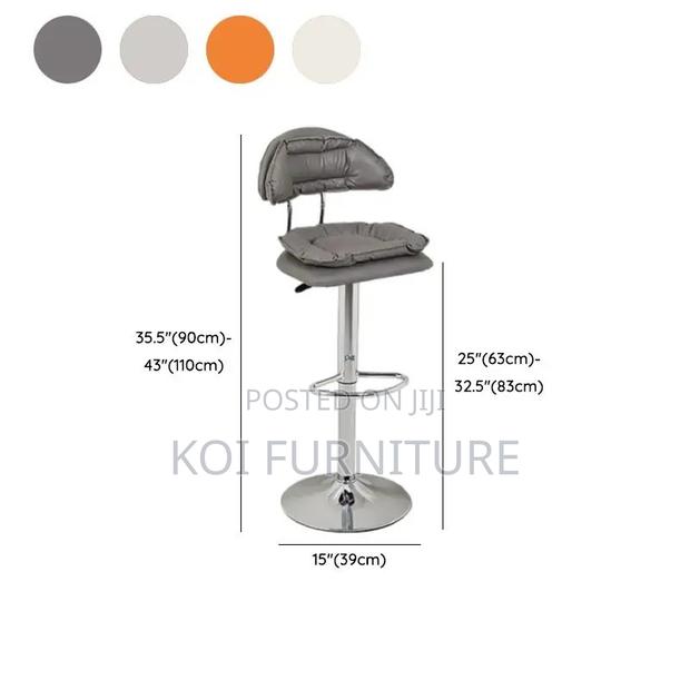 Barstools; Fancy Alloy Swivel Leather Barstool With Backrest - thumbnail 4