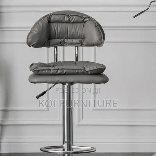 Barstools; Fancy Alloy Swivel Leather Barstool With Backrest - thumbnail 5