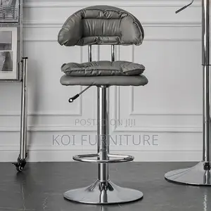Barstools; Fancy Alloy Swivel Leather Barstool With Backrest