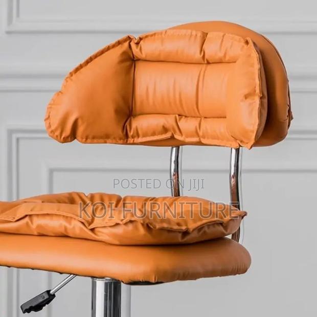 Barstools; Fancy Alloy Swivel Leather Barstool With Backrest - thumbnail 9