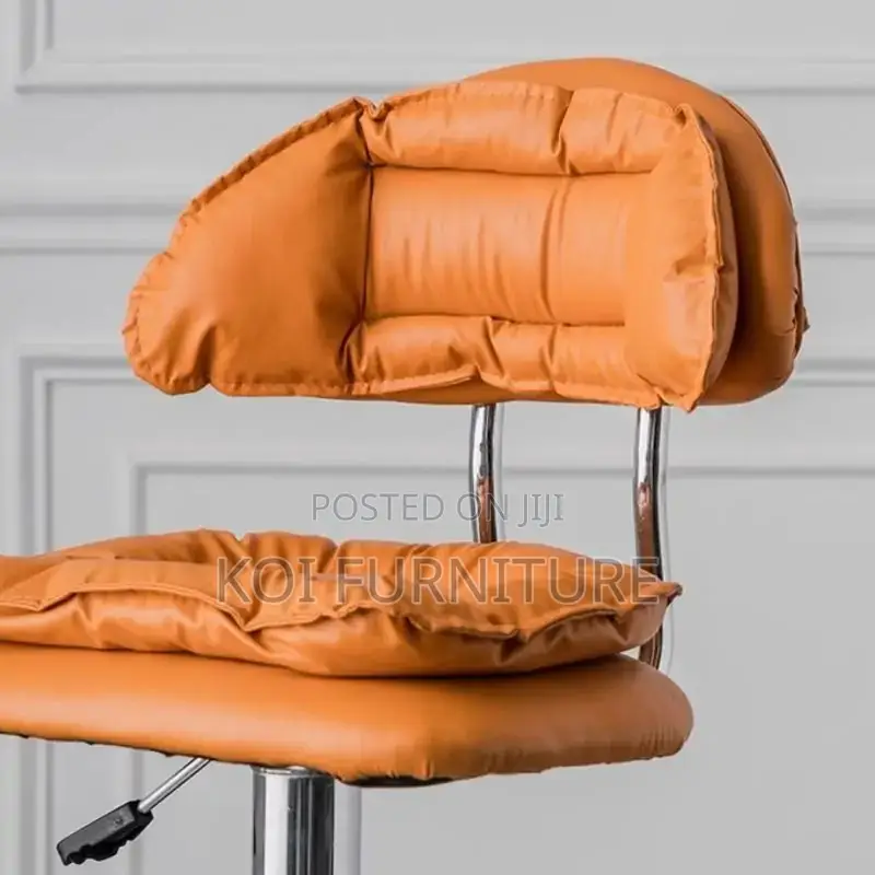 Barstools; Fancy Alloy Swivel Leather Barstool With Backrest