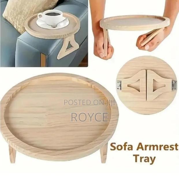Bamboo Foldable  Sofa Armrest Tray - thumbnail 4