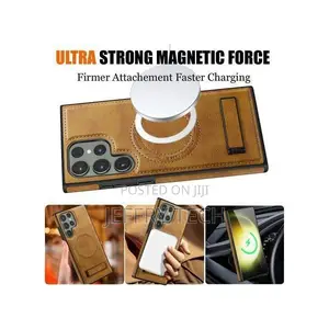 Case for Samsung Galaxy S24 Ultra Pu Leather Magnetic Adsorption Wirel