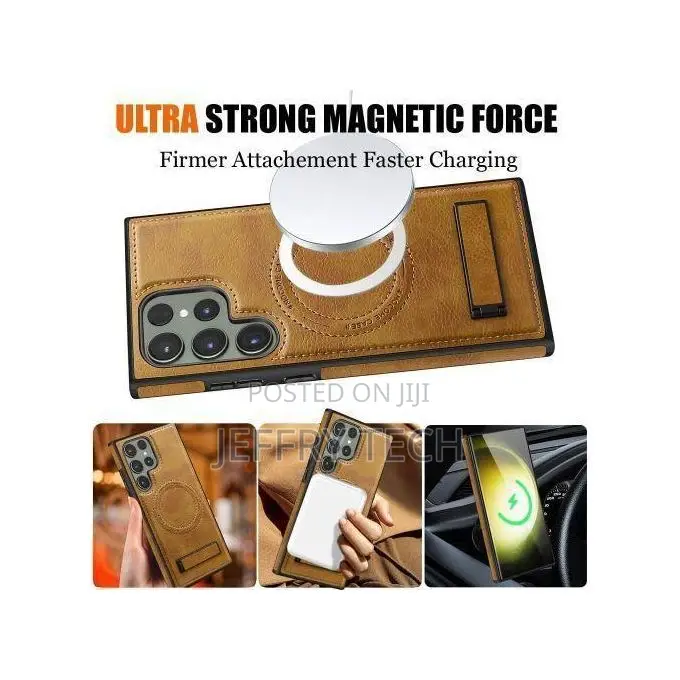 Case for Samsung Galaxy S24 Ultra Pu Leather Magnetic Adsorption Wirel