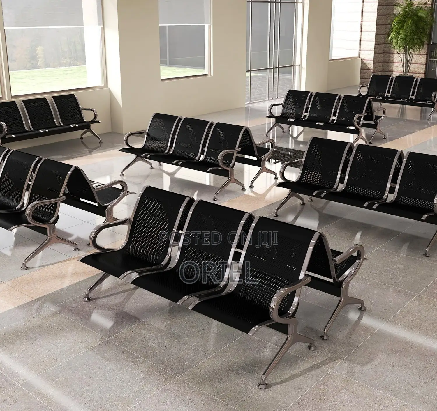 Office Bench: Elite Link Stainless Steel Reception Waiting Bench