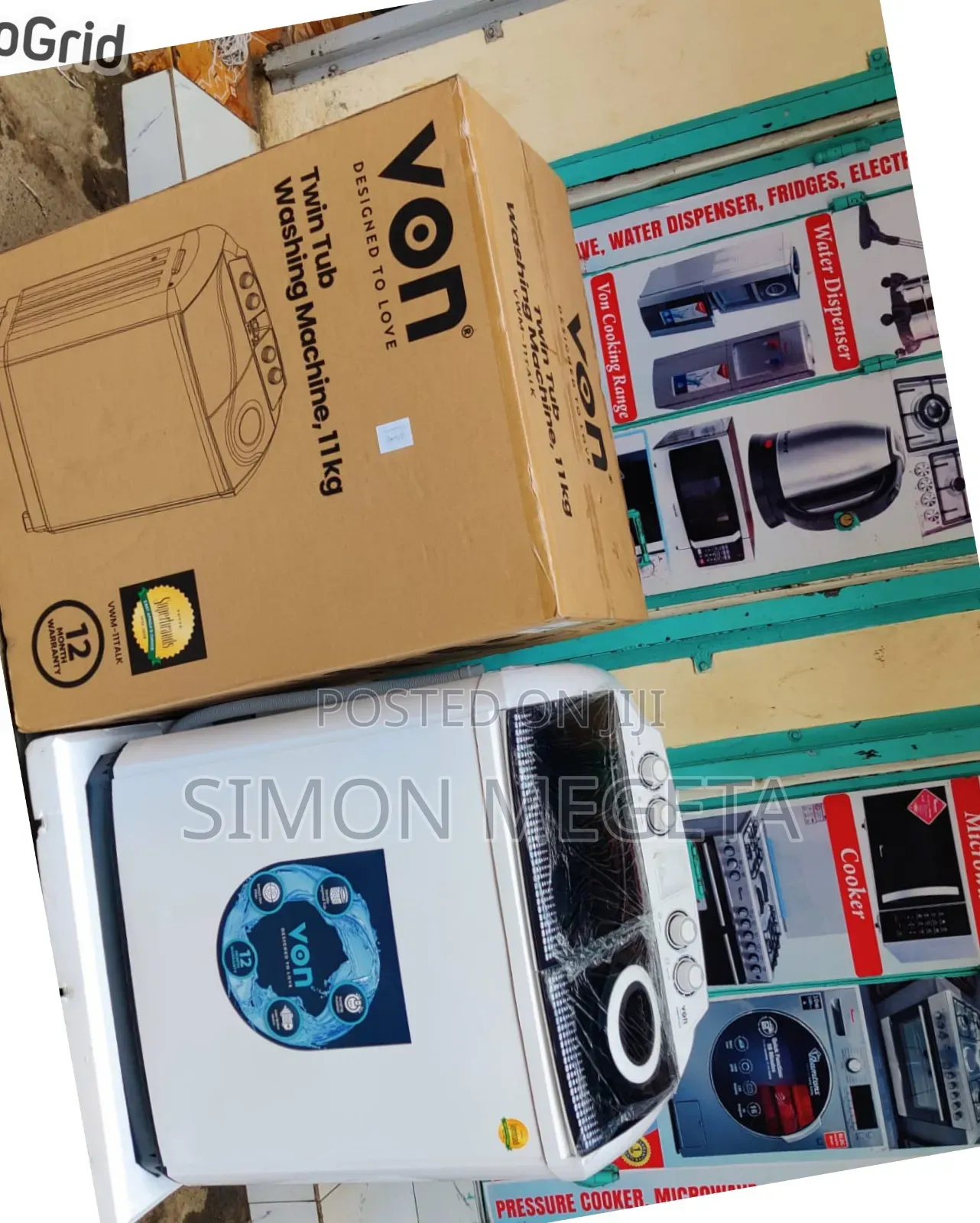 Von 11 KGS Twin Tub Washing Machine Available