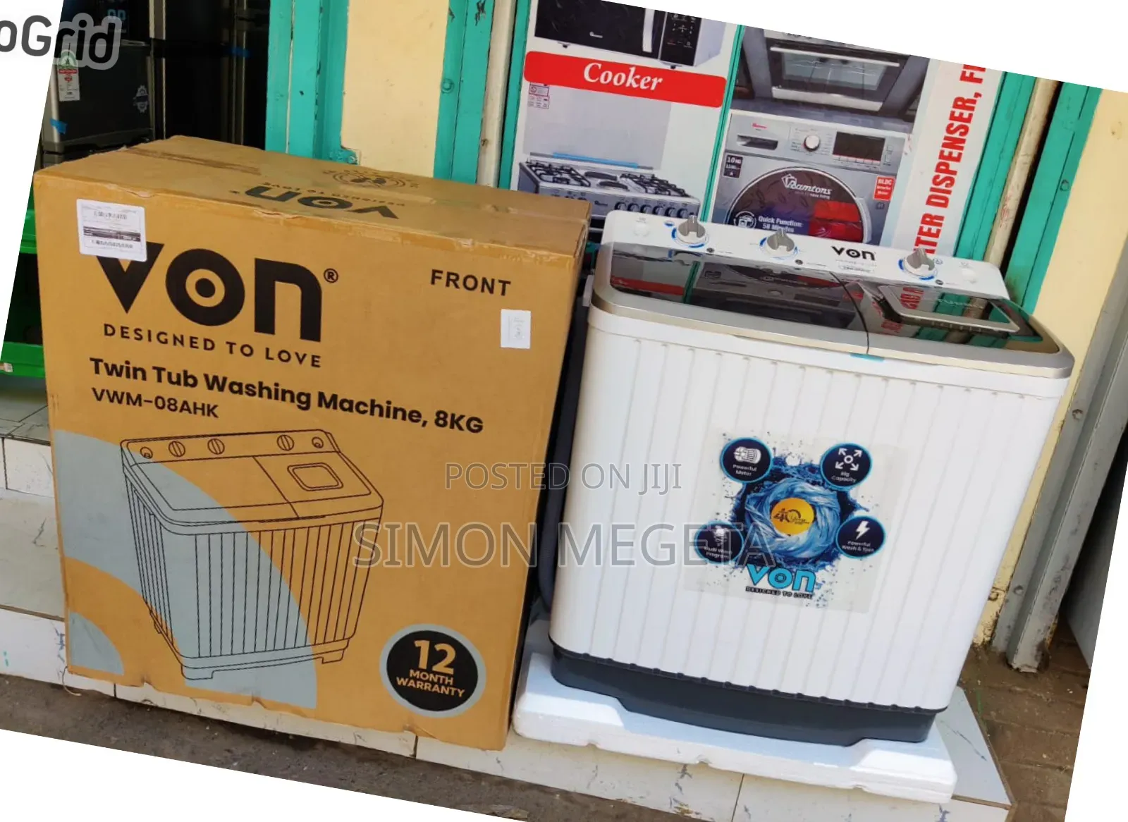 New Von 8 KGS Twin Tub Washing Machine Available