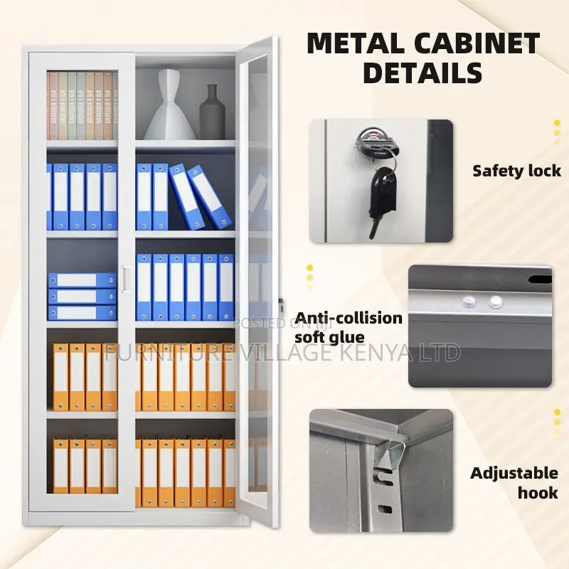 Office Cabinet; 2 Door Transparent Office Filling Cabinet