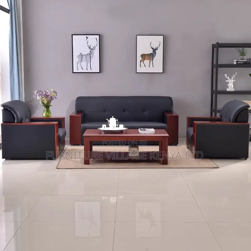 Office Chair; Black Executive Office Sofa Set