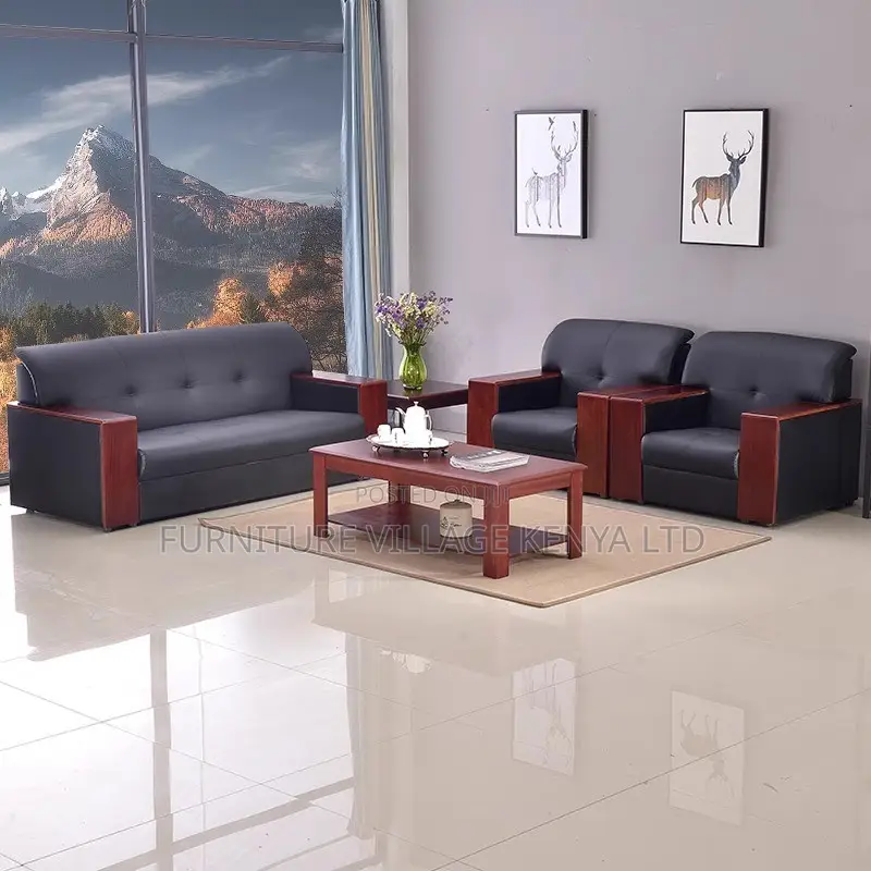 Office Chair; Black Executive Office Sofa Set