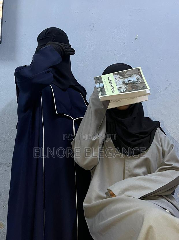 Elegant Grey Plain Abaya - thumbnail 3