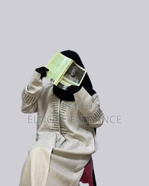 Beige, Brown Patterned Abaya. - thumbnail 2