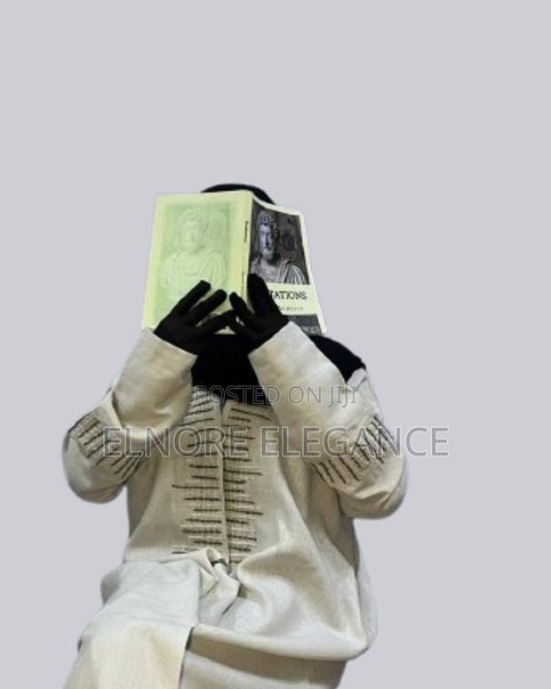 Beige, Brown Patterned Abaya. - thumbnail 4