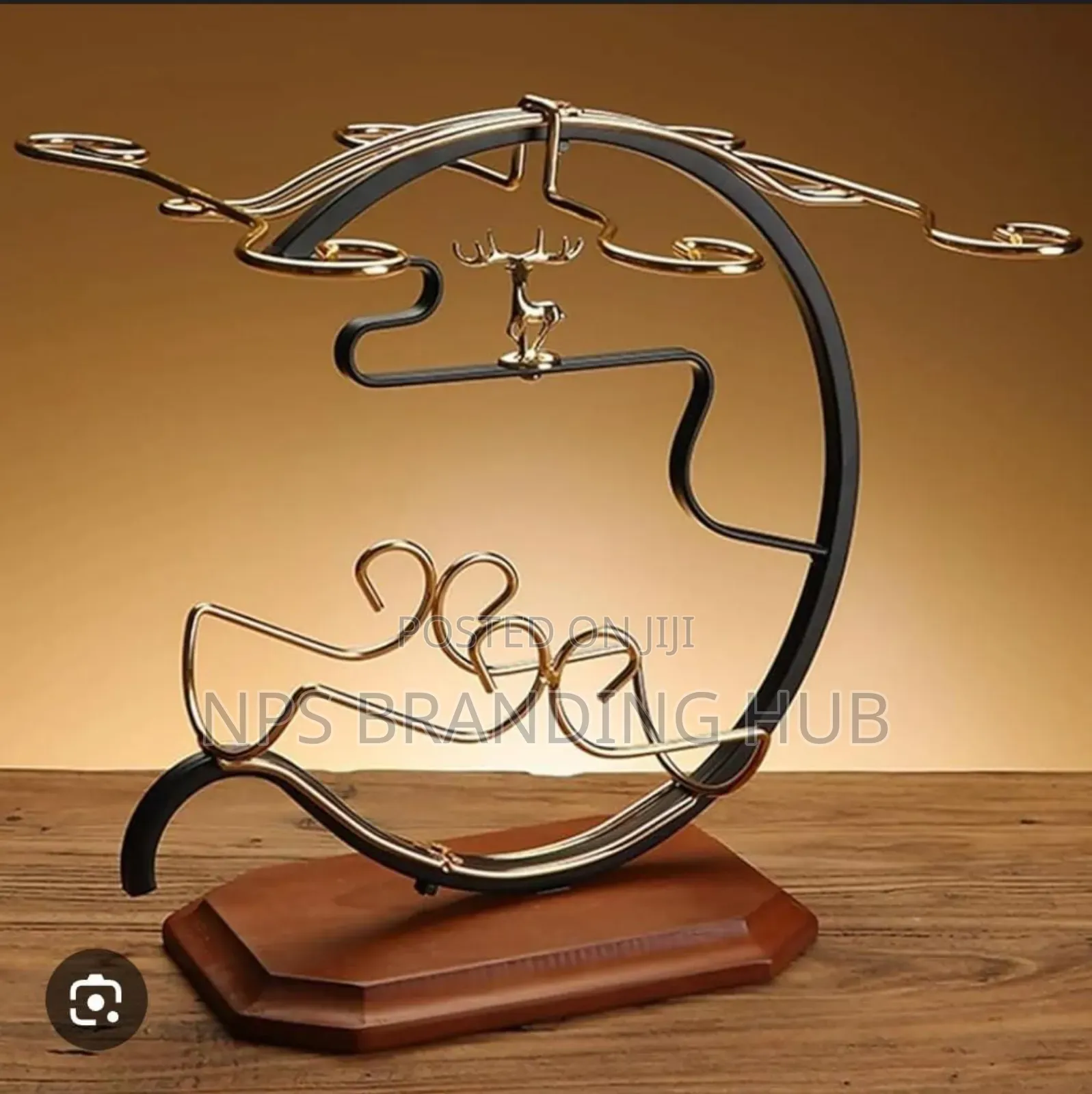Wine Set Rack - 1 Bottle Slot, 6 Wine Glass Slots Po