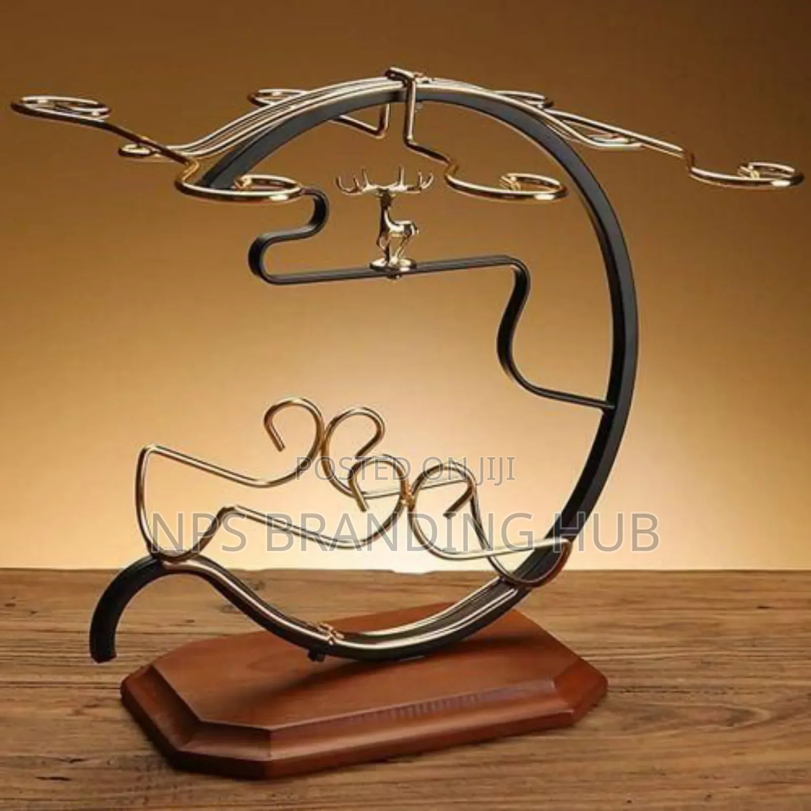 Wine Set Rack - 1 Bottle Slot, 6 Wine Glass Slots Po