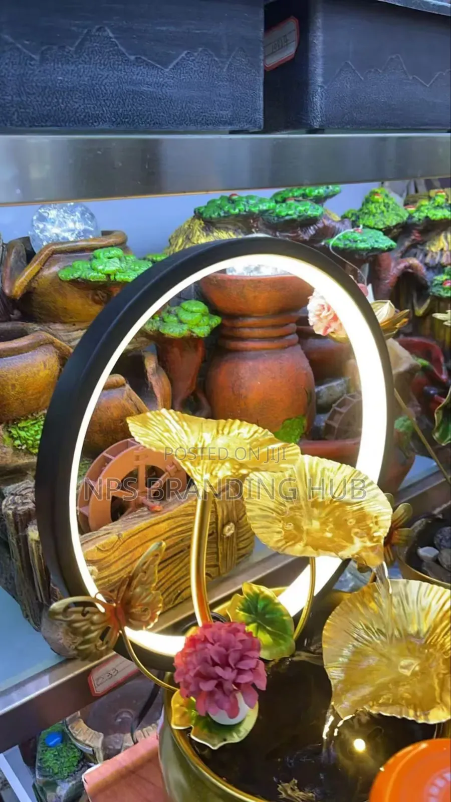 Led Electric Mini Water Fountain in a Metallic Pot P.O