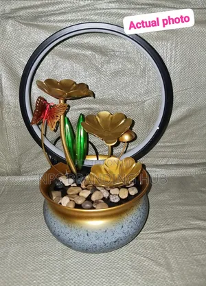 Led Electric Mini Water Fountain in a Metallic Pot P.O