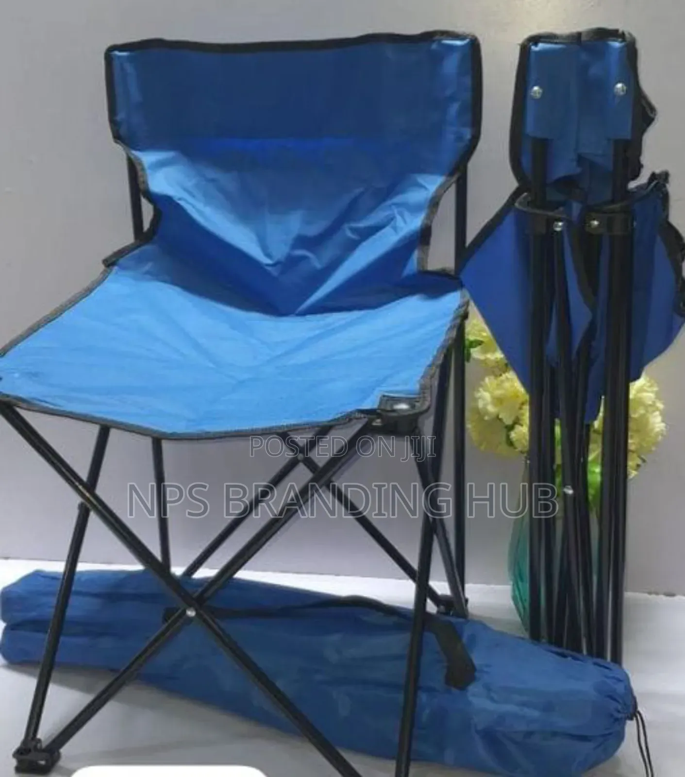 Foldable Metallic Frame Waterproof Armless Canvas Camping Chair (P.O