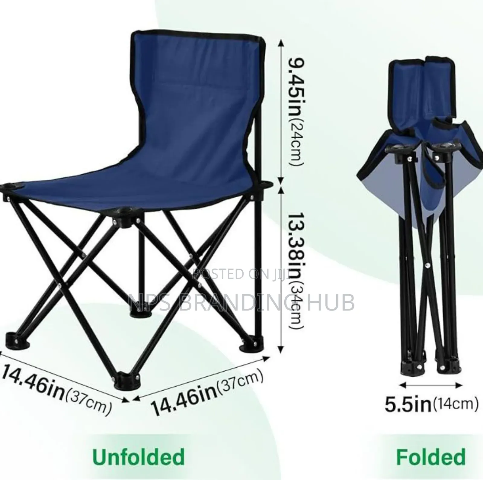 Foldable Metallic Frame Waterproof Armless Canvas Camping Chair (P.O