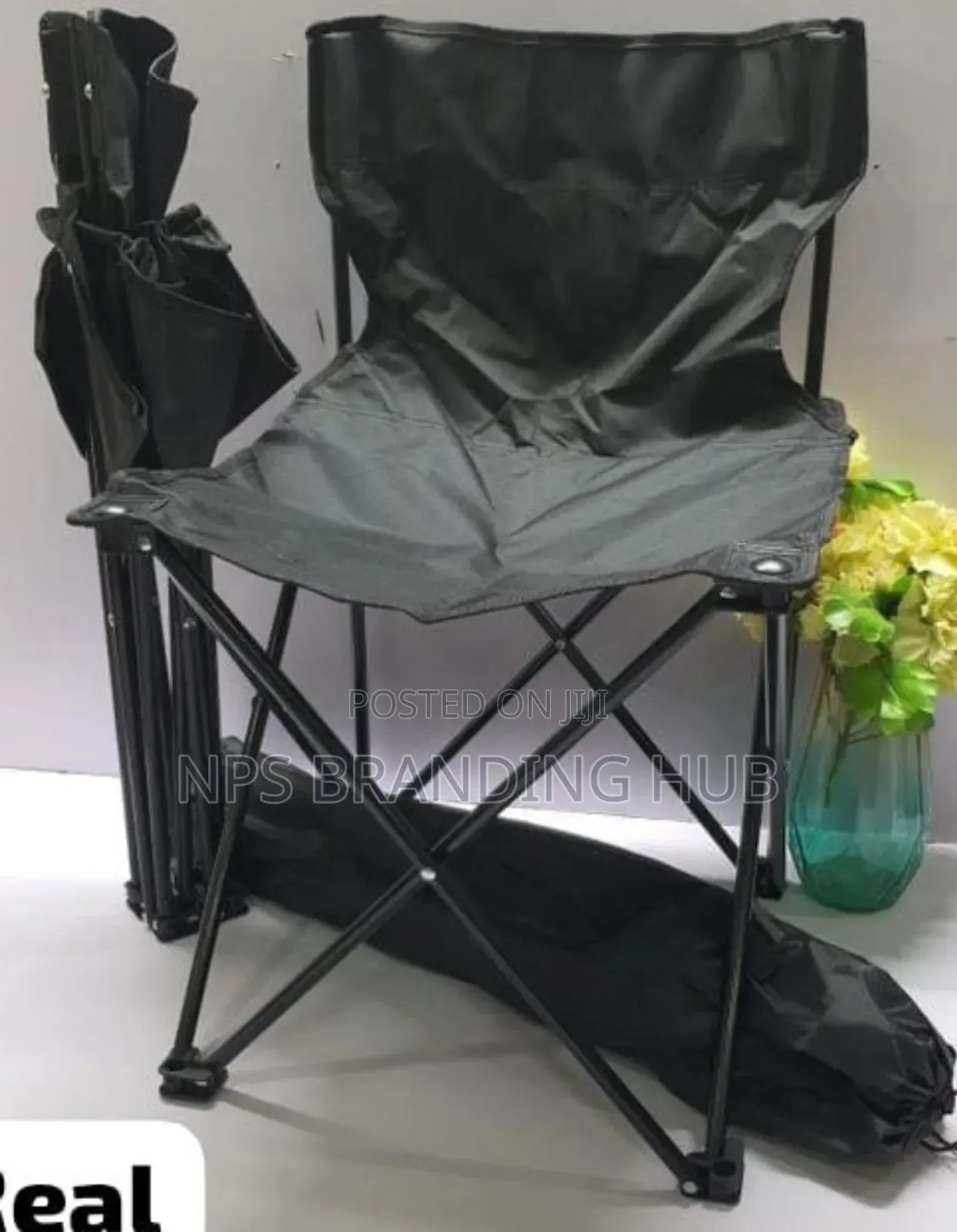 Foldable Metallic Frame Waterproof Armless Canvas Camping Chair (P.O