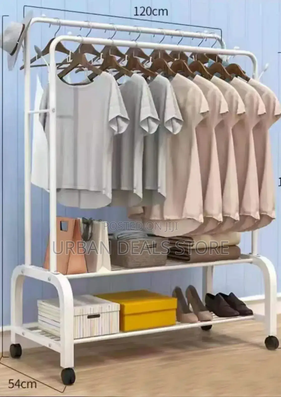Double Pole Multipurpose Cloth Organizer Sturdy Cloth Rack