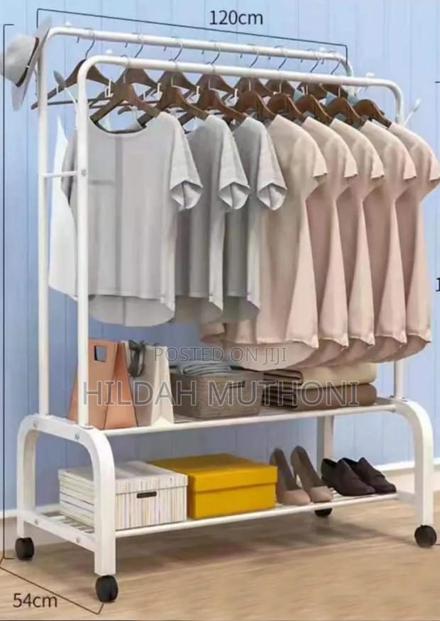 Double Pole Multipurpose Cloth Organizer Sturdy Cloth Rack