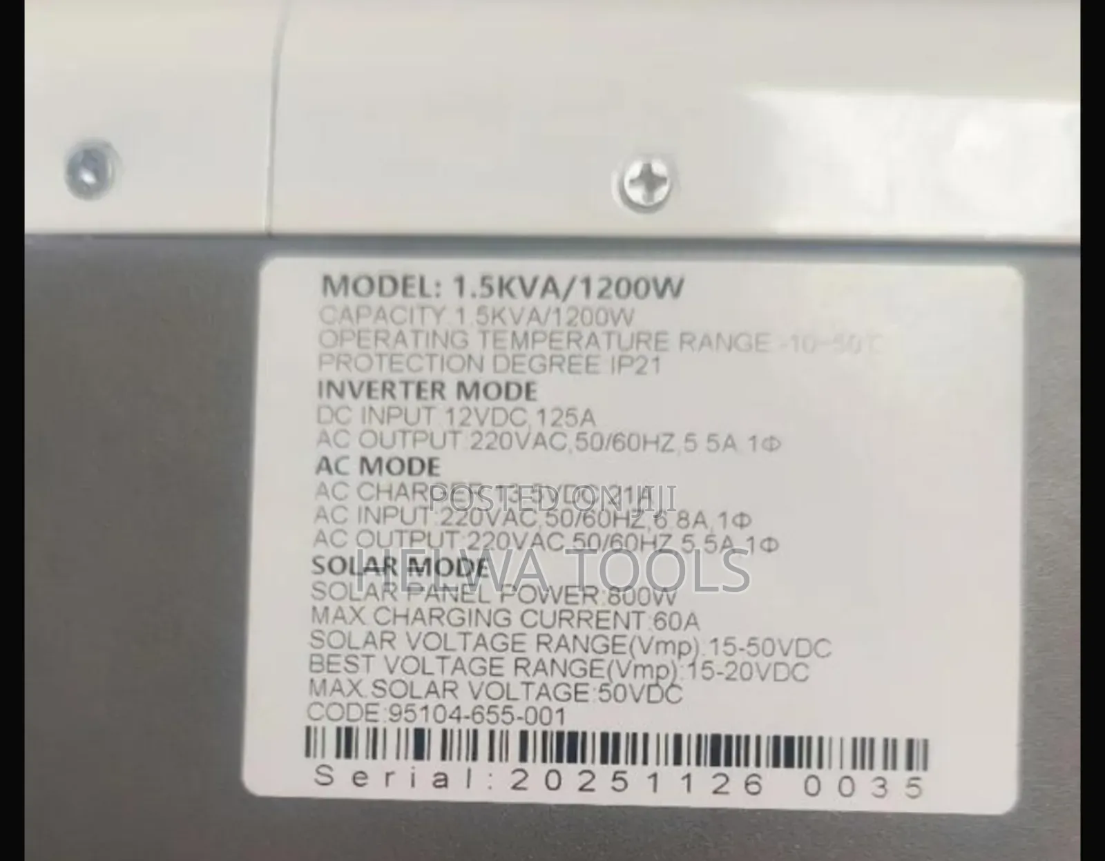 Hybrid Inverter Low Frequency 12v, 1.5 Kva