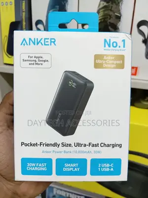 The Anker 533 Power Bank (Powercore 30w) 10,000mah Portable Charger.
