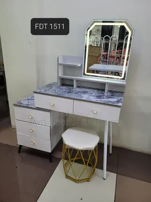 Modern Led Dressing Table With Mirror and Stool