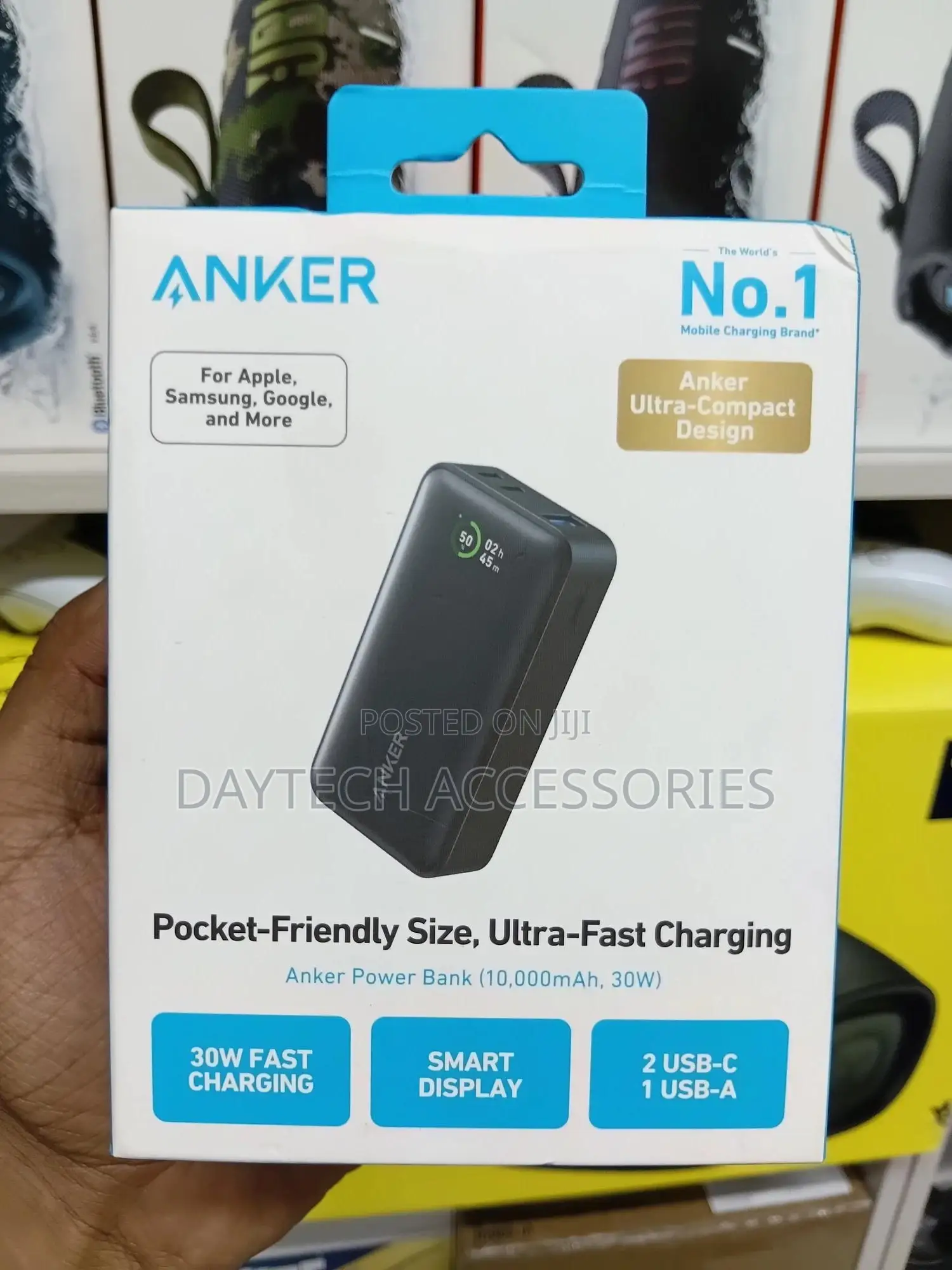 The Anker 533 Power Bank (Powercore 30w) 10,000mah Portable Charger.