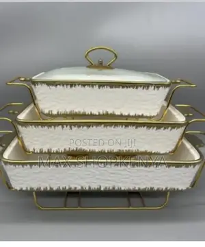 3pc Gold Ceramic Chaffing Dish