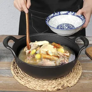 Pre-Seasoned Pure Cast Iron Flat Bottom Wok With Wooden Lid